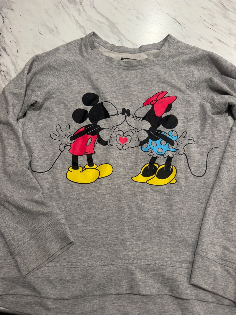 Disney Grey Mickey & Minnie Heart Graphic Sweatshirt